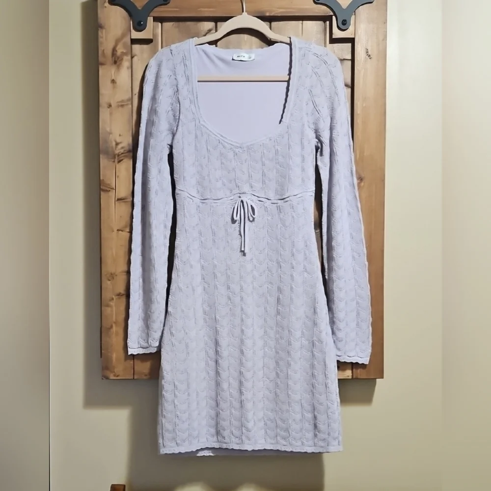 hollister long sleeve crochet dress Hollister Long-Sleeve Crochet-Style Mini Skater Dress